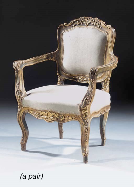 A pair of Italian giltwood fauteuils