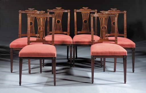 A set of six Dutch mahogany dining-chairs