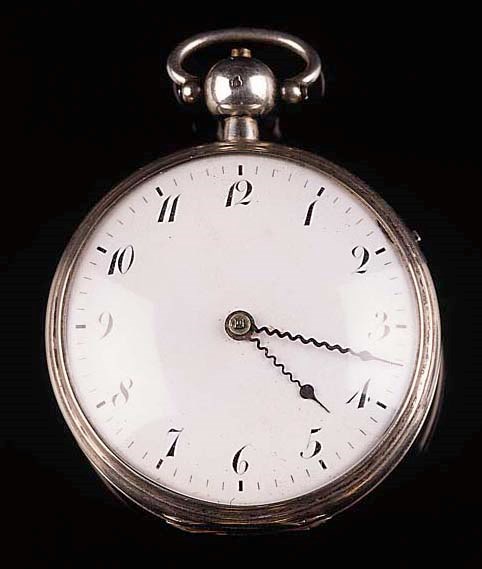 A SWISS SILVER VERGE AND MUSICAL POCKET WATCH, CIRCA 1840