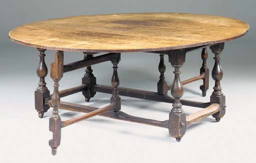 A large Dutch oak gateleg dining table, 19th century