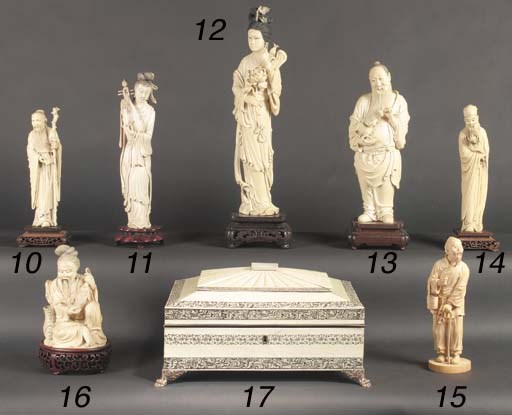A Chinese ivory figure of a lady
Late 19th Century