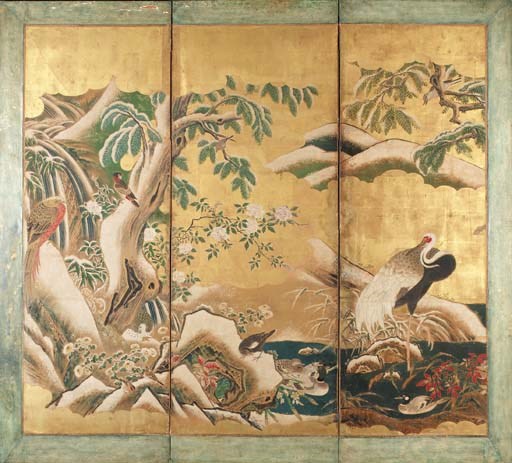 A Japanese three-fold screen
18th/19th century