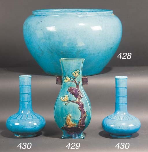 A large Chinese turquoise glazed circular jardiniere
19th century