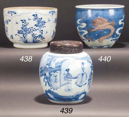 A Chinese ovoid powder-blue-ground jardiniere
Kangxi