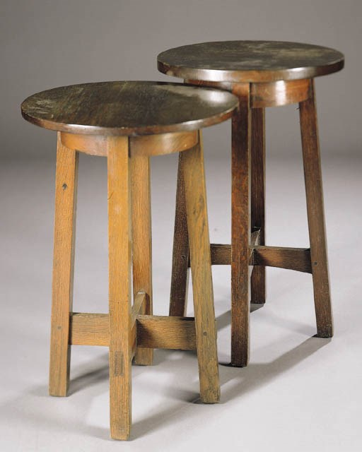 Two American oak occasional tables