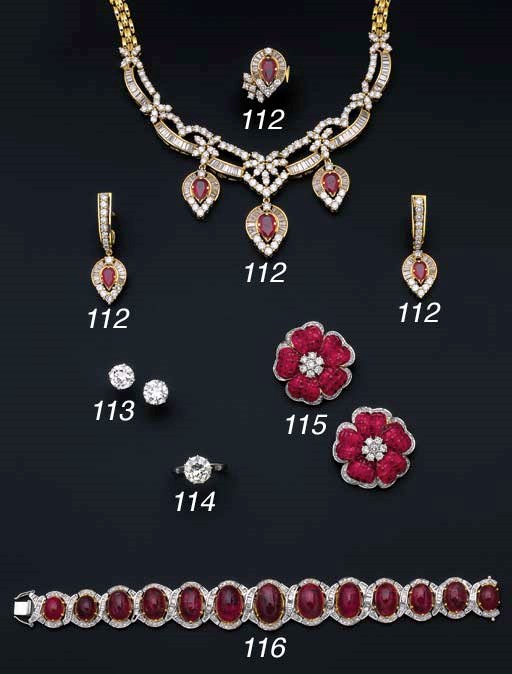 A ruby and diamond parure