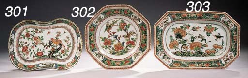 A famille verte octagonal dish