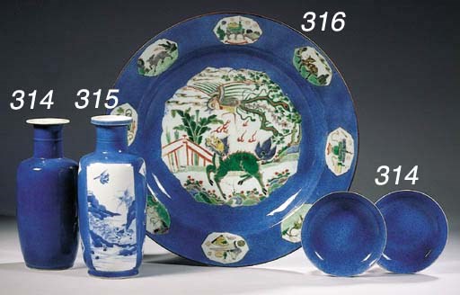 A famille verte powder blue dish