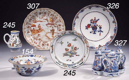 An Imari cruet set and stand
