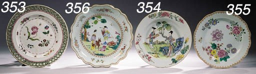 Three famille rose openwork plates