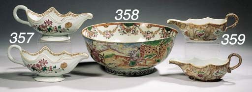 A famille rose hunting bowl