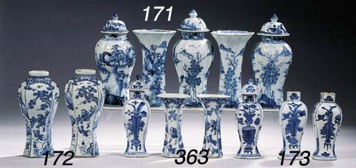 An assorted lot of blue and white vases and teapots
