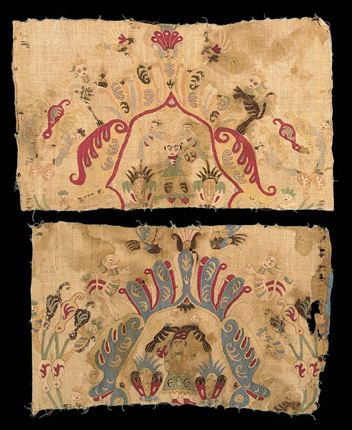 Two embroidered fragments,