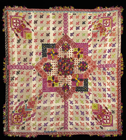 An embroidered panel,