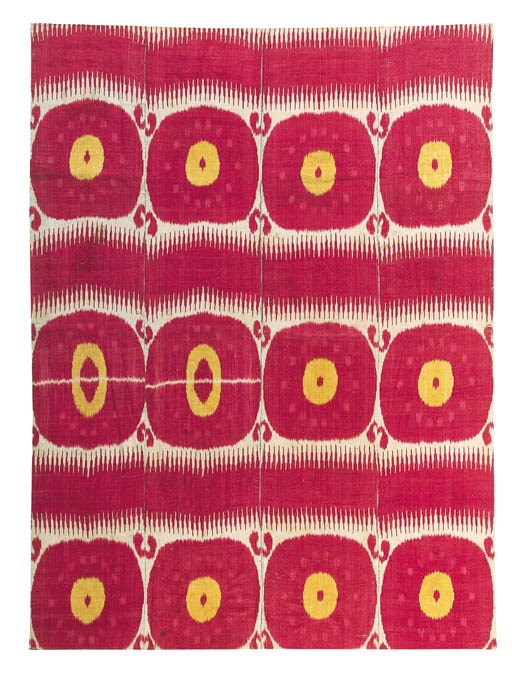 A joined panel of silk and cotton ikat,