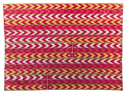 A joined cover of silk and cotton ikat,
