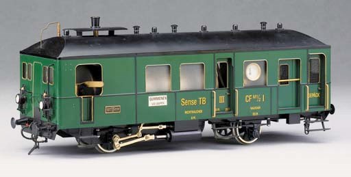 An interesting well constructed Gauge 1 gas-fired steam model of the two-axle railcar No. 3460 originally by Emil Kessler, 1908