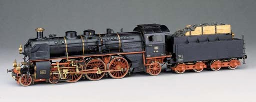 A detailed Gauge 1 two-rail electric model of the German DB ex K.Bay 4-6-2 (2C1) Locomotive No. 18505 and four-axle Bogie Tender by Maffei No. 3448 of 1914