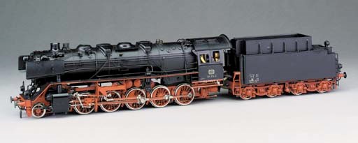 A well detailed Gauge 1 spirit-fired steam model of the German DB 2-10-0 (1E) Freight Locomotive and four-axle Bogie Tender No. 044234-3