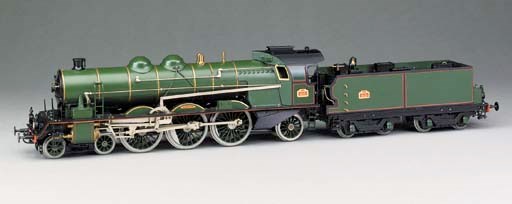 A well constructed Gauge 1 two-rail electric model of the French PLM 4-6-2 (2.3.1) locomotive 6101 and four-axle bogie tender 28-48