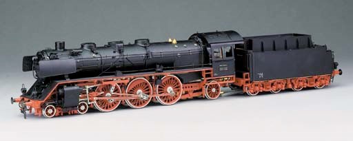 A fine and detailed Gauge 1 spirit-fired steam model of the German DR 4-6-2 (2-C-1) 01 locomotive and four-axle bogie tender 02.132