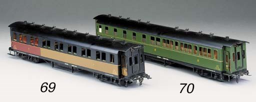 A Gauge 1 two-rail electric model of the French PLM four-axle Bogie 1st/2nd Class Side Corridor Coach No. 60