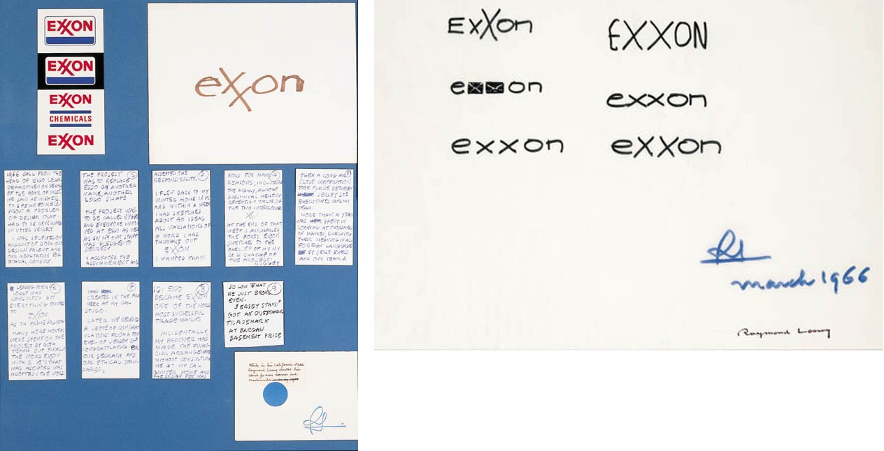 A DESIGN FOR THE EXXON LOGO WITH SIX VARIATIONS