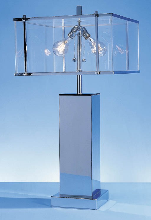 AN ACRYLIC AND CHROMED-METAL 'EDISON' TABLE LAMP