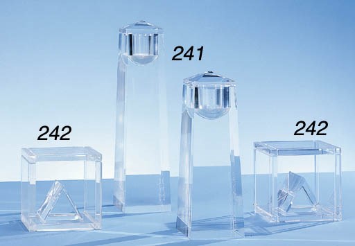A PAIR OF ACRYLIC BOOKENDS