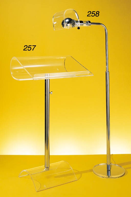 AN ACRYLIC AND CHROMED TUBULAR METAL 'MAILBOX' FLOOR LAMP
