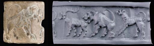 A LATE URUK/JEMDET NASR BROWN STONE CYLINDER SEAL