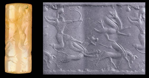 A WESTERN IRANIAN CHALCEDONY CYLINDER SEAL