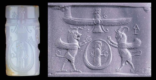 AN ACHAEMENID CHALCEDONY CYLINDER SEAL