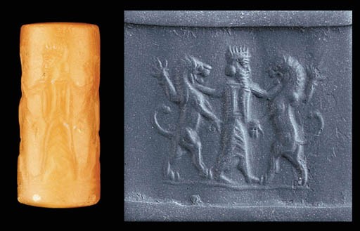 AN ACHAEMENID CARNELIAN CYLINDER SEAL