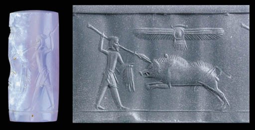 A GRAECO-PERSIAN CHALCEDONY CYLINDER SEAL