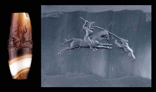 A GRAECO-PERSIAN BANDED AGATE CYLINDER SEAL