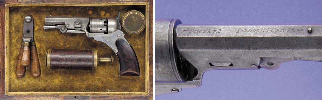A RARE .28 PATERSON COLT "FOURTH MODEL ELHERS" POCKET MODEL NO. 1 REVOLVER, NO. 18, CIRCA 1840