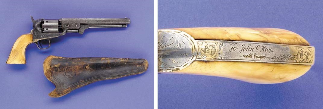 AN HISTORIC FACTORY ENGRAVED .36 COLT FOURTH MODEL 1851 NAVY REVOLVER, NO. 98229. FOR 1861