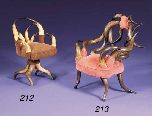 A FINE COW-HORN CHAIR, CIRCA 1870S