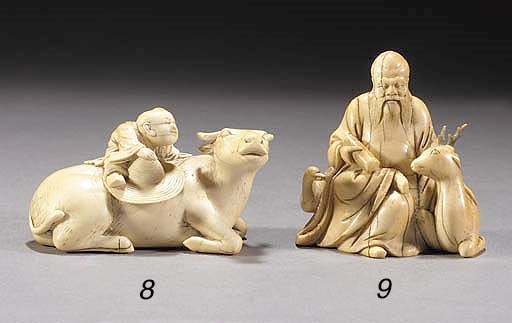 An ivory group of a bearded immortal
17th Century