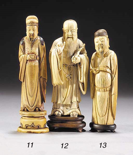 An ivory model of a bearded sage
17th century