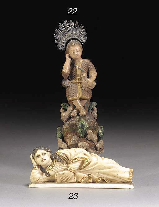 A Goanese ivory and gesso group of Christ as a sleeping shepherd boy
17th/18th Century