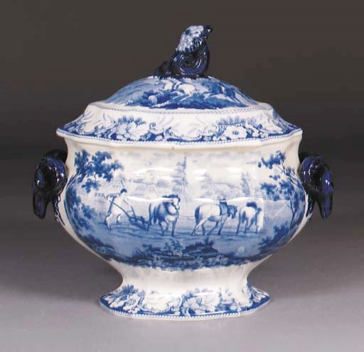A John & William Ridgway pearlware tureen and a cover