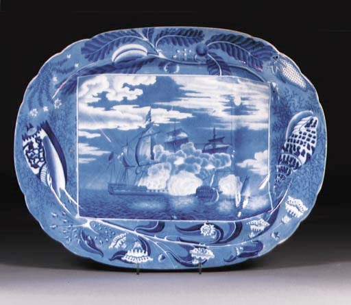 A Staffordshire pearlware blue and white meat dish