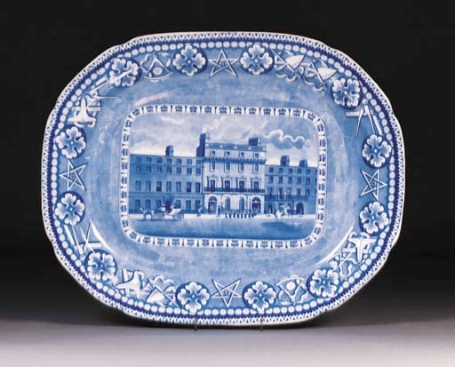 A Staffordshire pearlware blue and white oval meat dish