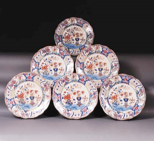 Six Mason's Patent Ironstone China plates