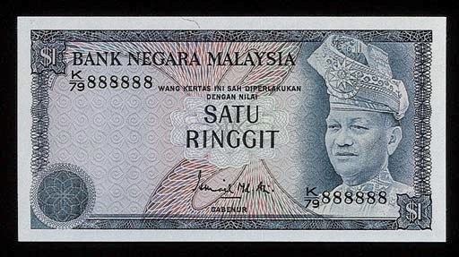 Bank Negara, a lucky number set but different prefixes of the 1-Ringitt (10), ND (c.1976), blue and multicoloured, Tunku Abdul Rahman at right (Tan M39), uncirculated, unusual and rare