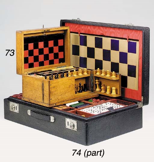 A Victorian or Edwardian oak games compendium