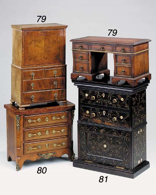 An English mahogany miniature pedestal desk, 20th century