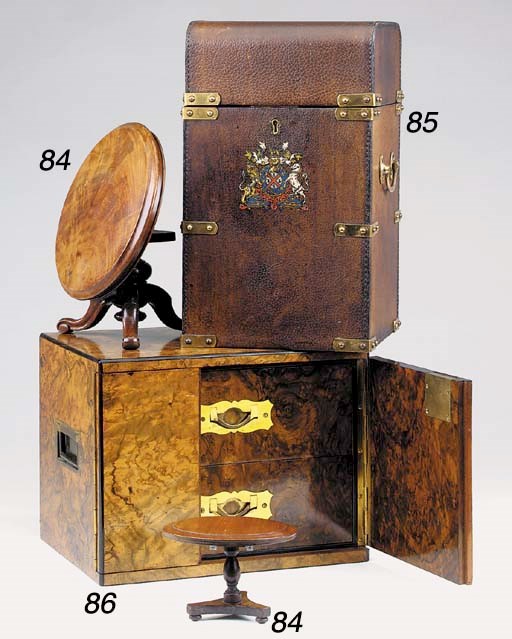 An English leather and brass mounted decanter case, 20th century